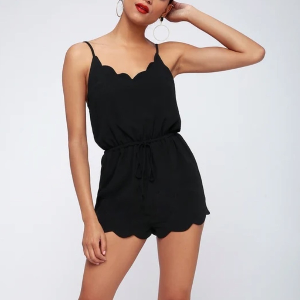 Lulus Days Like This Black Scalloped Romper (N)
